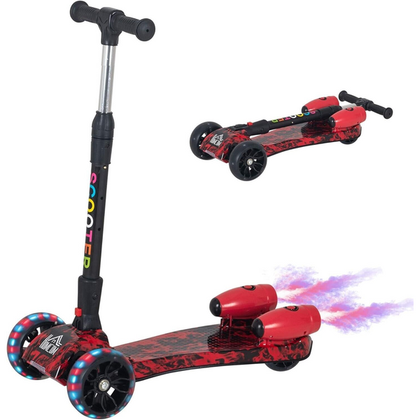 Homcom Kids Red Rocket LED Light Scooter