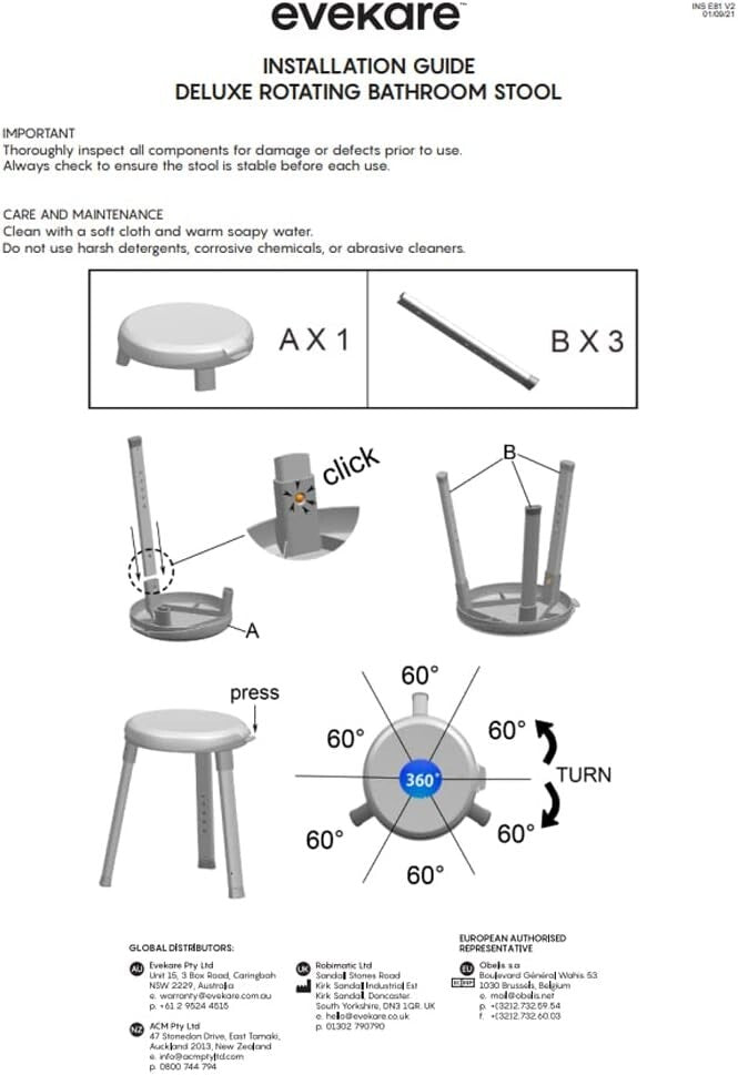 Evekare Deluxe Rotating Bath Stool