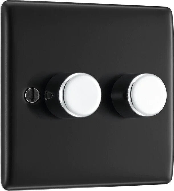 BG Electrical Double Dimmer Black Chrome (200W)