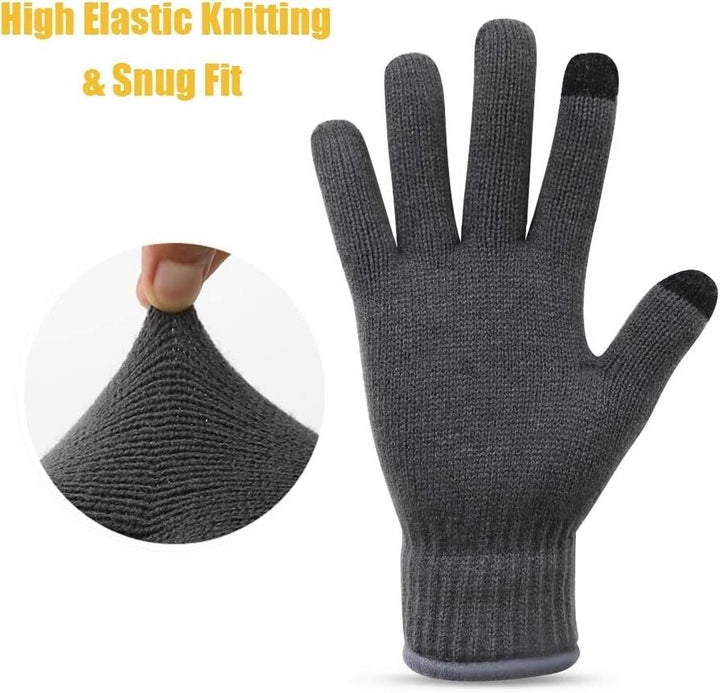 Adult Grey Thermal Knitted Gloves