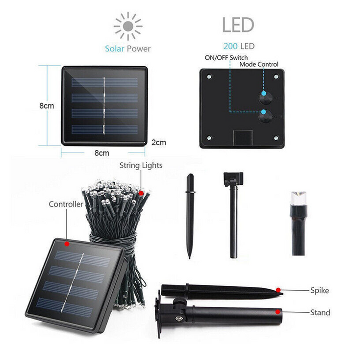100 LED String Solar Lights