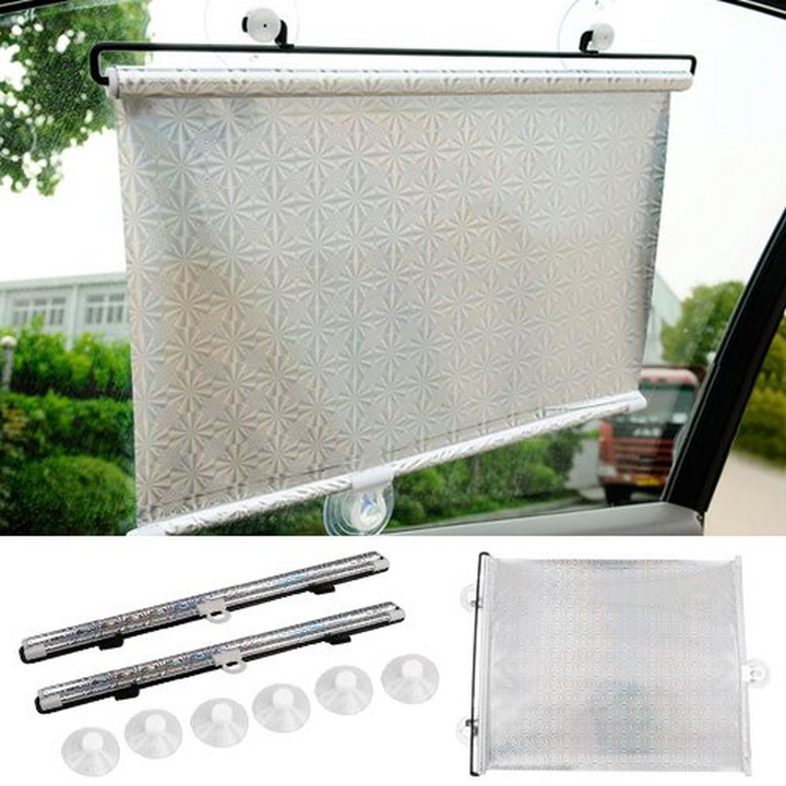 2 Universal Silver Car Roller Sunshield