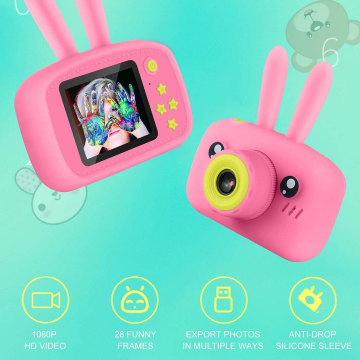 Kids Pink Bunny Rechargable Camera
