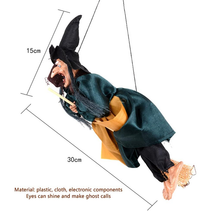 Green Halloween LED Cackling Witch