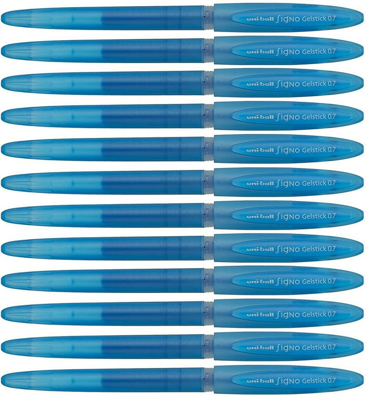 12 Uniball Light Blue 0.7mm Medium Rollerball Pens
