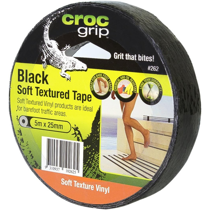 5m Croc Grip Black Anit-Slip 25mm Tape Roll