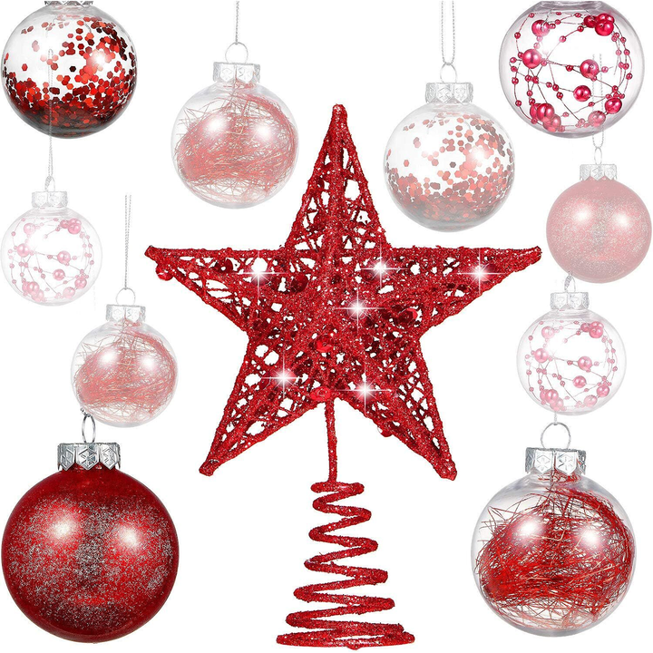 24 Christmas Tree Bauble & Star Decoration Set