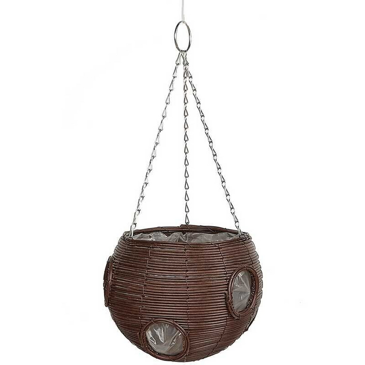 Gardman Rattan Effect 23cm Brown Hanging Ball Basket