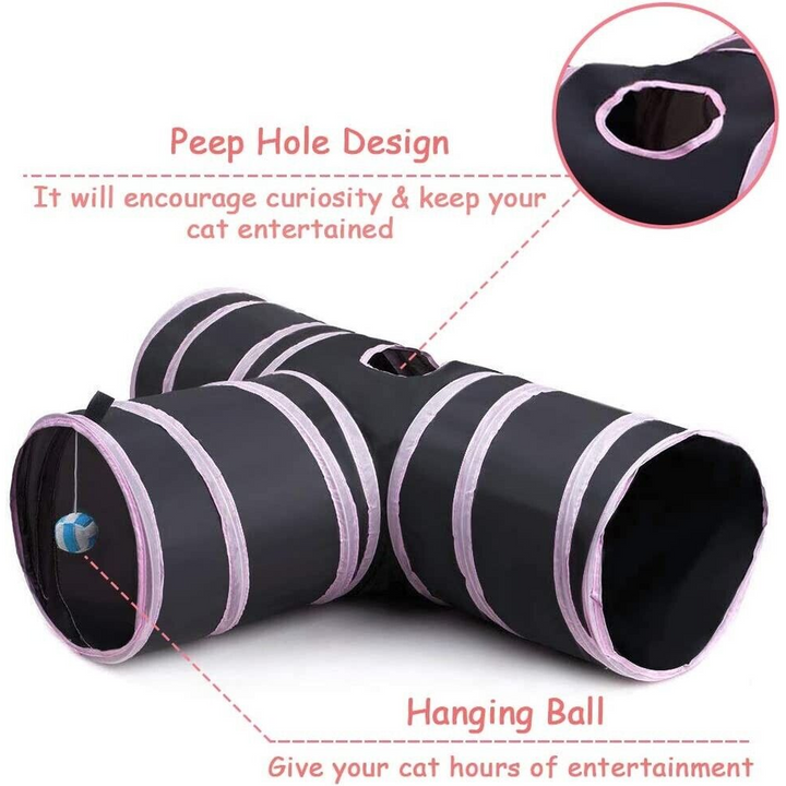 Pink & Black Pop Up Cat Tunnel