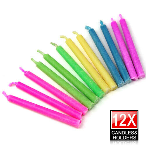 12 Coloured Flame Angel Candles
