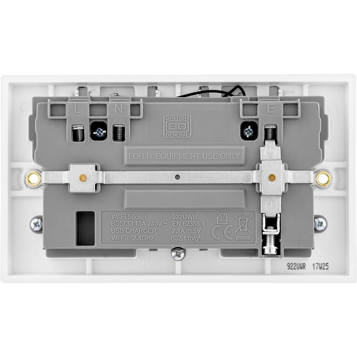 BG Electrical White Double Wi-Fi Extender Plug Socket