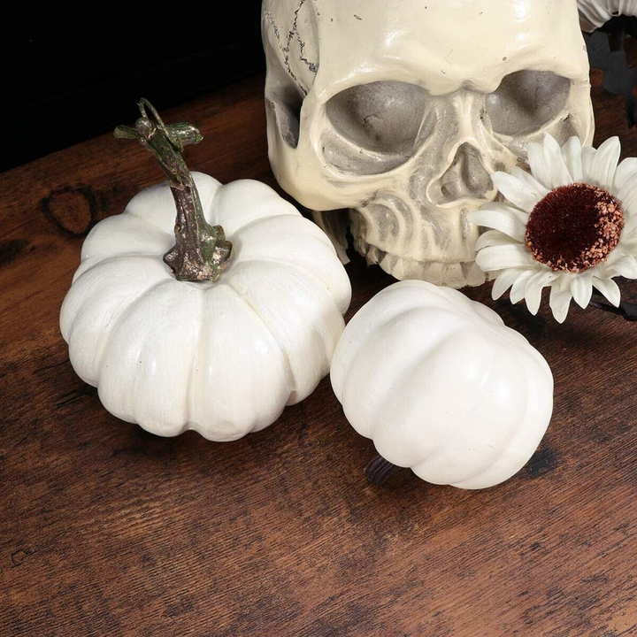 6 White Halloween Foam Pumpkins