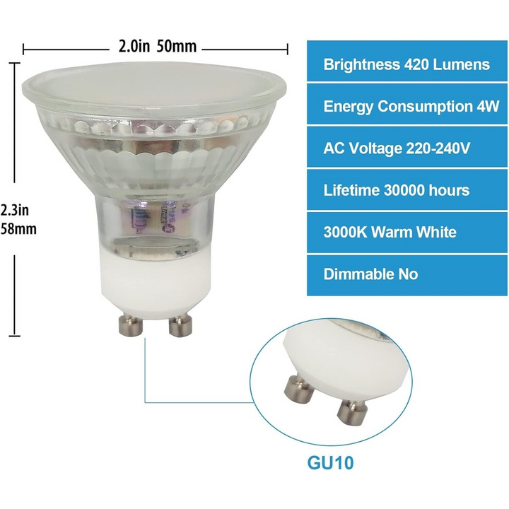 10 Pack GU10 Light Bulbs