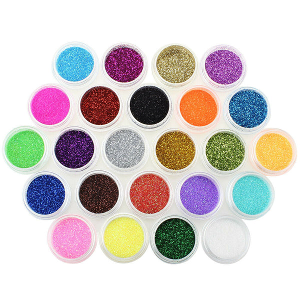 24 Chunky Coloured Glitter Pots
