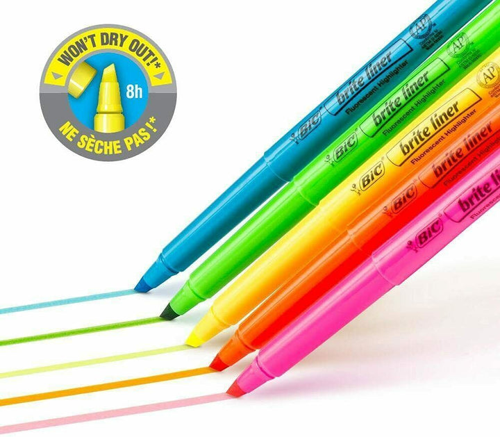 5 Bic Brite Liner Highlighter Pens
