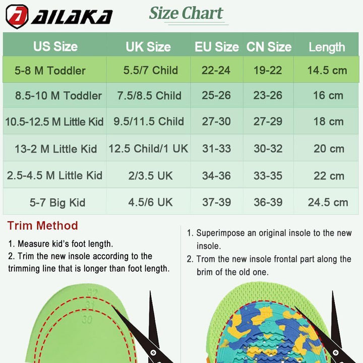 Green Kids Orthotic Arch Support Shoe Insole
