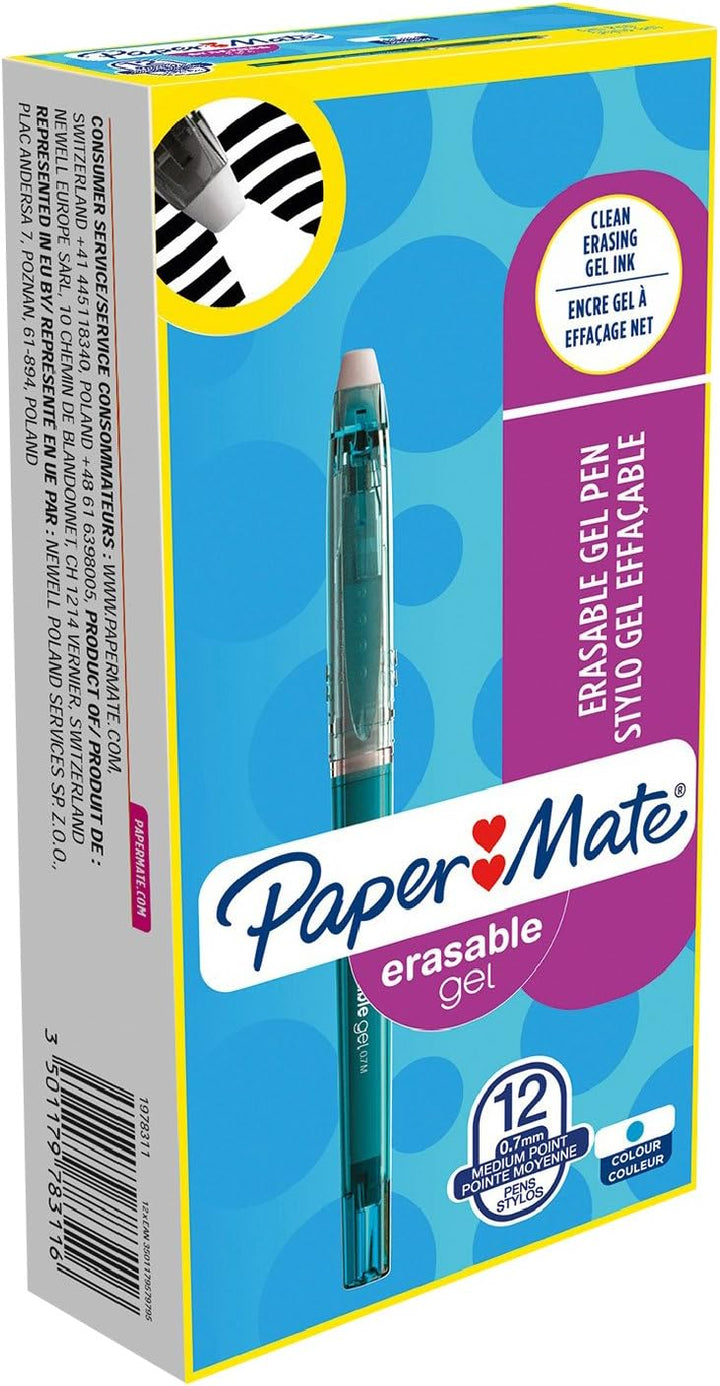 12 Paper Mate Turquoise Erasable Gel Pens
