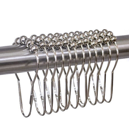12 Chrome Plated Shower Curtain Hooks