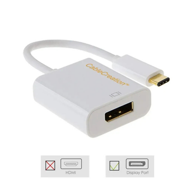 White USB C to DisplayPort Cable