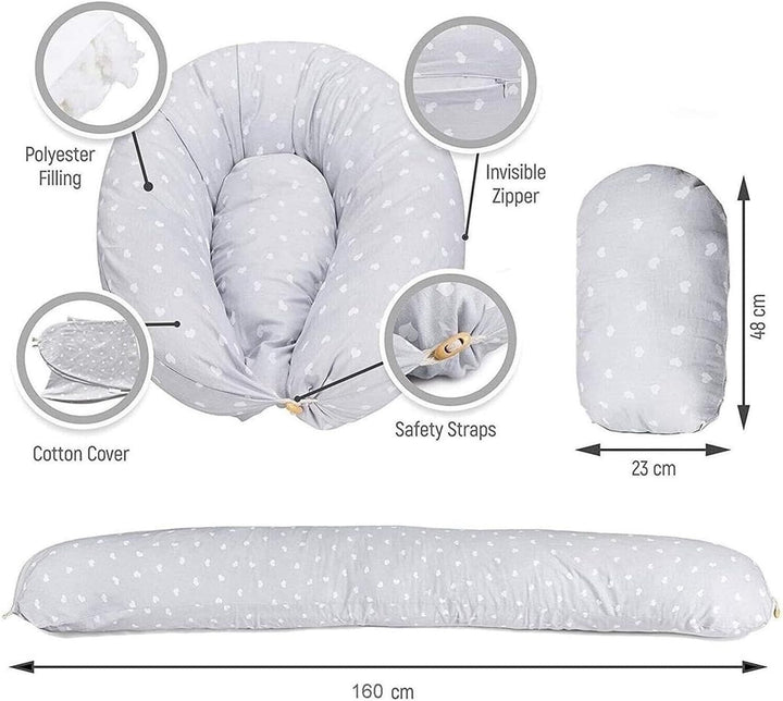 Grey Hearts Maternity Pillow