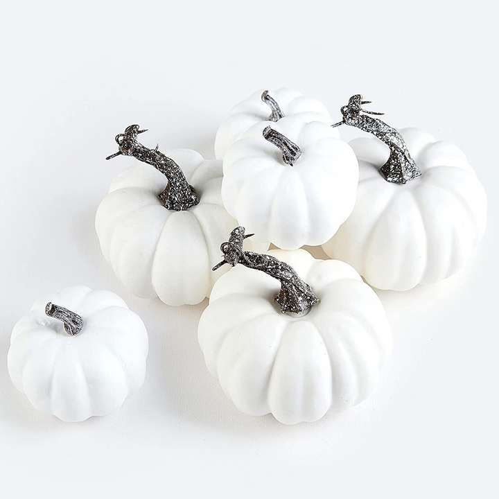 6 White Halloween Foam Pumpkins