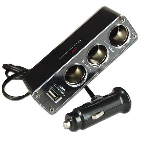 12V Car Cigarette 3 Way Extension