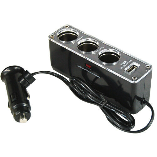 12V Car Cigarette 3 Way Extension
