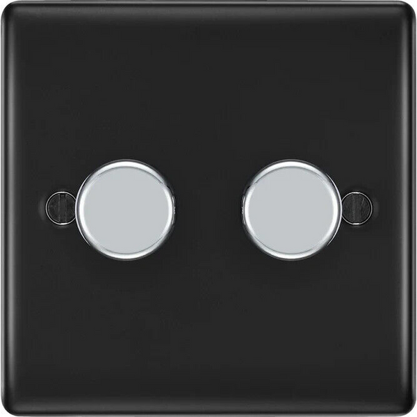 BG Electrical Double Dimmer Black Chrome (200W)