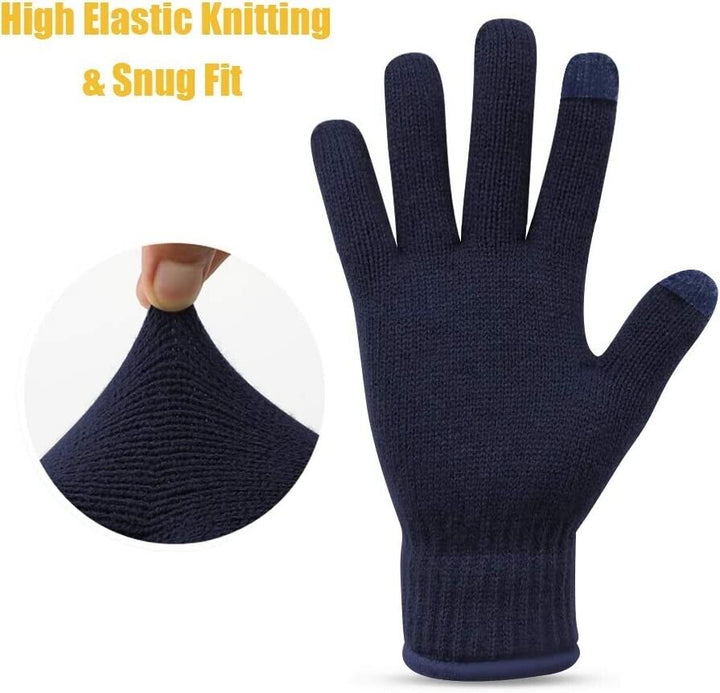 Adult Blue Thermal Knitted Gloves