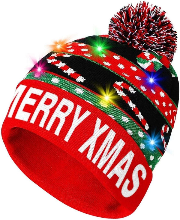 Christmas LED Beanie Bobble Hat