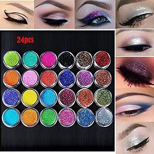 24 Chunky Coloured Glitter Pots