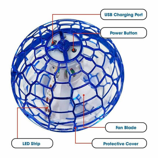 Blue LED Spinning Flying UFO Orb Ball