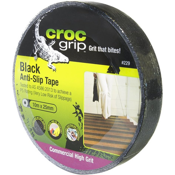 10m Croc Grip Black Anit-Slip 25mm Tape Roll