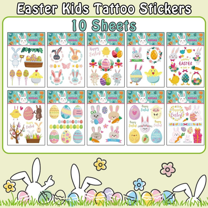 10 Easter Temporary Tattoo Set