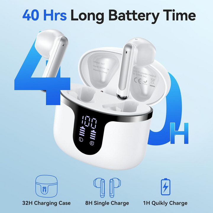 White S47 Wireless Earphones