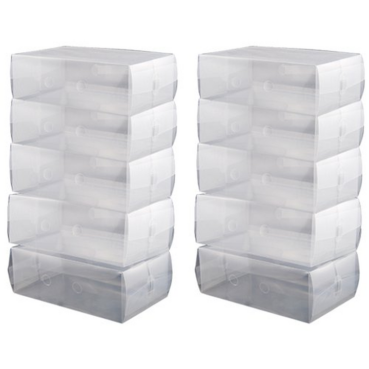 Men's Stack & Fold Plastic Shoe Storage Boxes