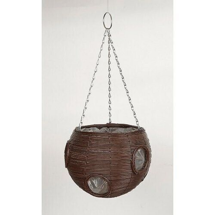 Gardman Rattan Effect 23cm Brown Hanging Ball Basket