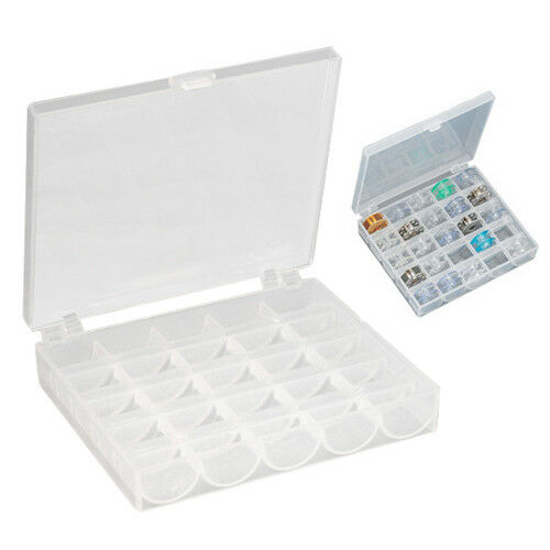 25 Clear Compartment Bobbin Thread Holder Box