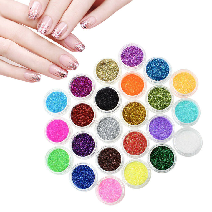 24 Chunky Coloured Glitter Pots
