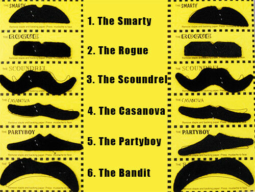 12 Self Adhesive Fake Moustaches
