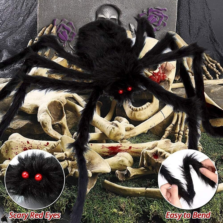 Large Black Flexible Spider Decoration