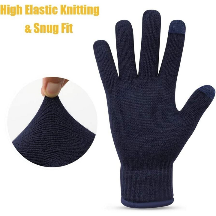 Adult Blue Thermal Knitted Gloves