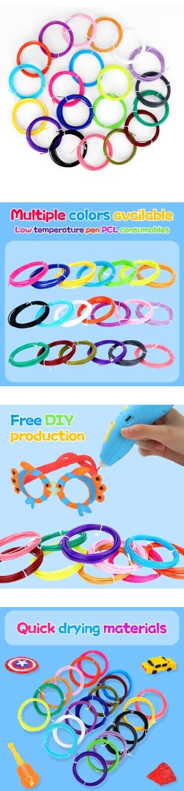 20 Pack Coloured 3D Pen Refill Strips