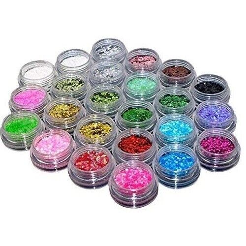24 Chunky Coloured Glitter Pots