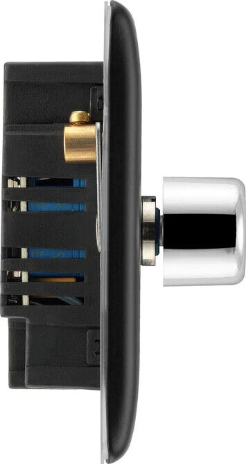 BG Electrical Double Dimmer Black Chrome (200W)