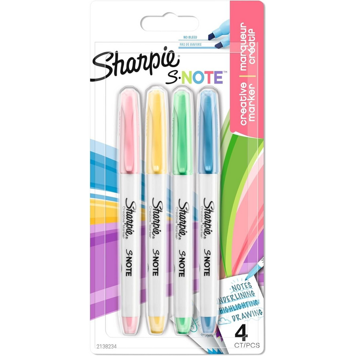 4 Sharpie S-Note Pastel Highlighters
