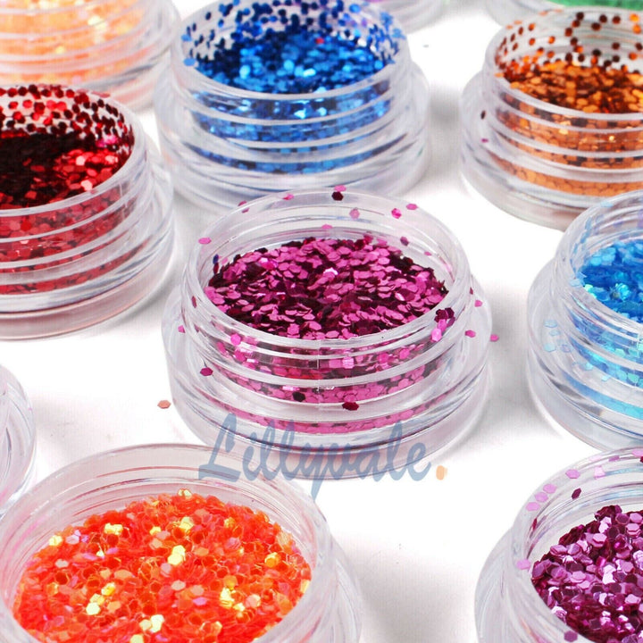 24 Chunky Coloured Glitter Pots