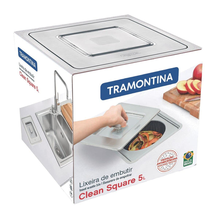 Tramontina 5L Square Kitchen Worktop Inset Bin