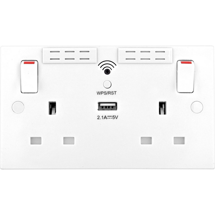 BG Electrical White Double Wi-Fi Extender Plug Socket