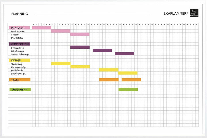 Exaplanner Project Management Magnetic Wall Planner